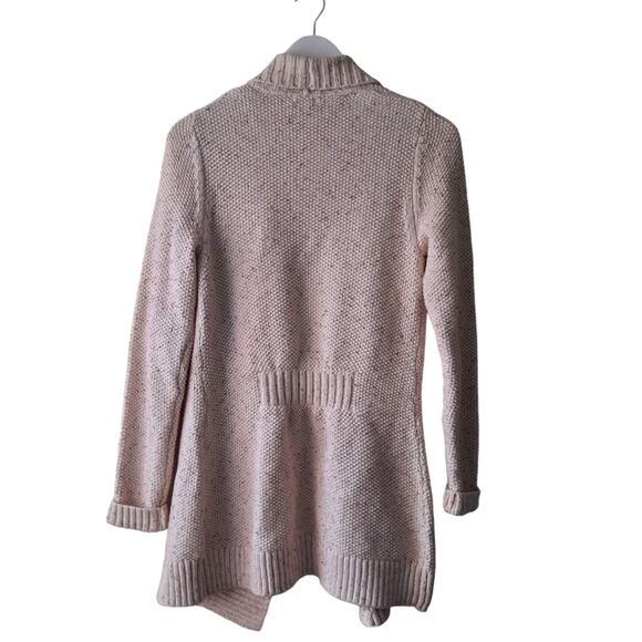 L.L. Bean Oatmeal Color Speckled Chunky Longline Open Cardigan Collar - Size XS - Picture 4 of 13